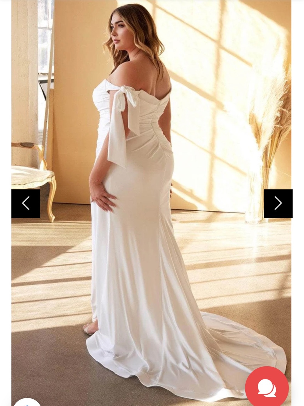 Off-Shoulder White Wedding Dress with Soft Train